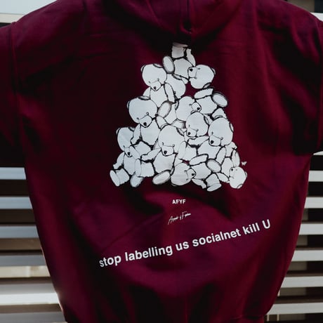 【AFYF ON GILDAN社】 DARK BEAR HOODED SW [MAROON-TSUMUTSUMU]