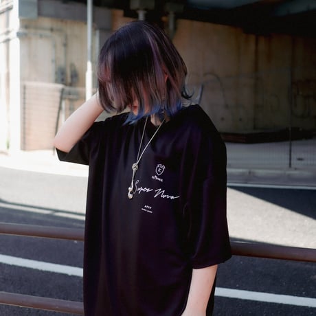 【AFYF】 MESH OVERSIZED 転写PRINT T SHIRT [BK-SELFIE]