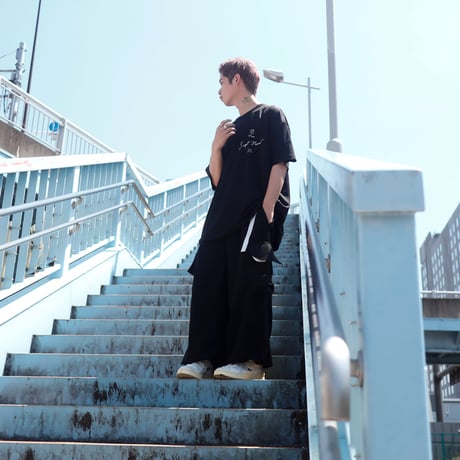 【AFYF】 MESH OVERSIZED 転写PRINT T SHIRT [BK-BASS&GU]