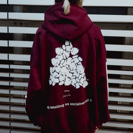 【AFYF ON GILDAN社】 DARK BEAR HOODED SW [MAROON-TSUMUTSUMU]