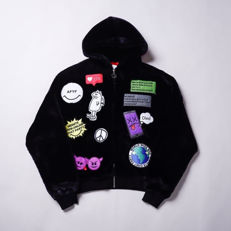【AFYF】CHAT ZIP PARKA [FUR BLK］