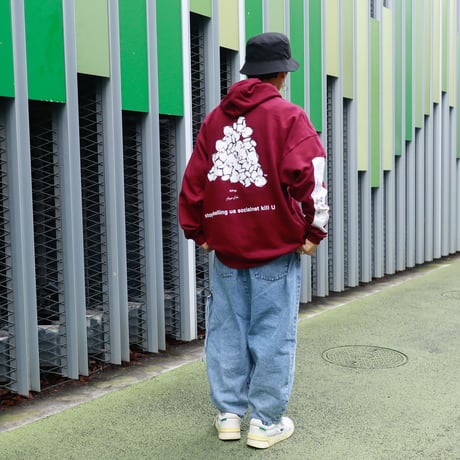 【AFYF ON GILDAN社】 DARK BEAR HOODED SW [MAROON-TSUMUTSUMU]