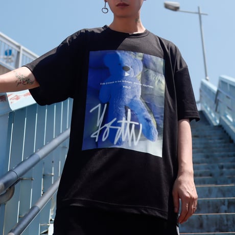 【AFYF】 MESH OVERSIZED 転写PRINT T SHIRT [BK-YOUTUBE]