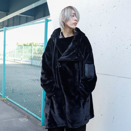 【AFYF】ASYME ZIP PARKA [FUR BLK］