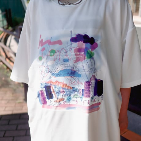 【AFYF】 MESH OVERSIZED 転写PRINT T SHIRT [WH-UTOPIA]