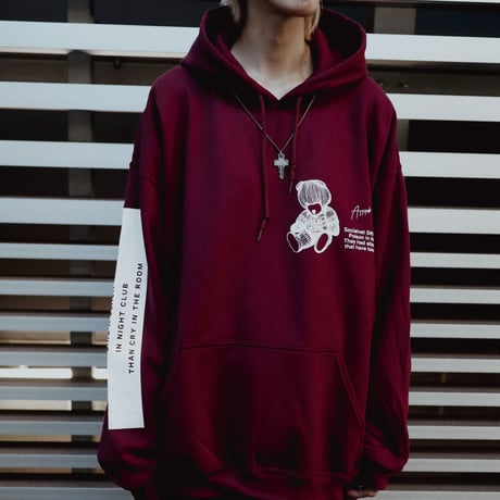【AFYF ON GILDAN社】 DARK BEAR HOODED SW [MAROON-TSUMUTSUMU]