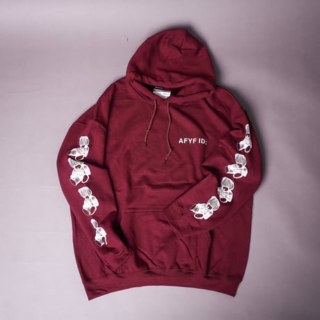 【AFYF ON GILDAN社】 DARK BEAR HOODED SW [MAROON-SLEEVE BEAR]