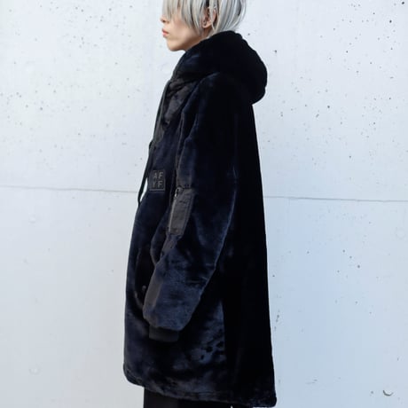 【AFYF】ASYME ZIP PARKA [FUR BLK］