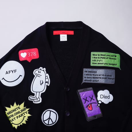 【AFYF】CHAT CARDIGAN SWEAT [裏毛BLK］