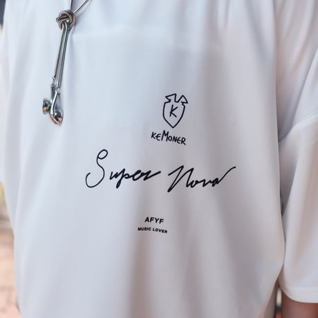 【AFYF】 MESH OVERSIZED 転写PRINT T SHIRT [WH-BASS]