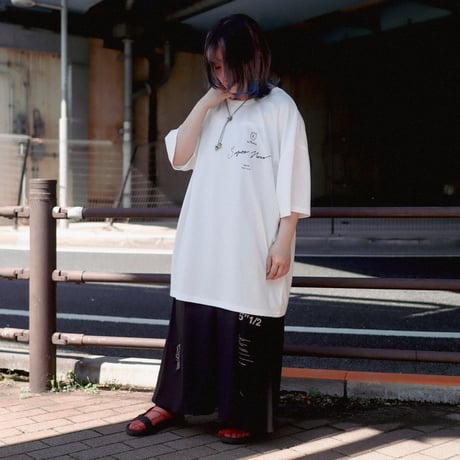 【AFYF】 MESH OVERSIZED 転写PRINT T SHIRT [WH-BASS]