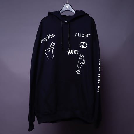 【AFYF ON GILDAN社】 SOUVENIR HOODED SW3 [BLACK-ALISA FLOWER]