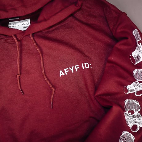 【AFYF ON GILDAN社】 DARK BEAR HOODED SW [MAROON-SLEEVE BEAR]