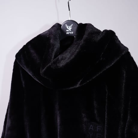 【AFYF】OFF TURTLE PONCHO [FUR BLK］