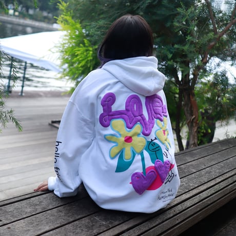 【AFYF ON GILDAN社】 SOUVENIR HOODED SW3 [WHITE-ALISA FLOWER]