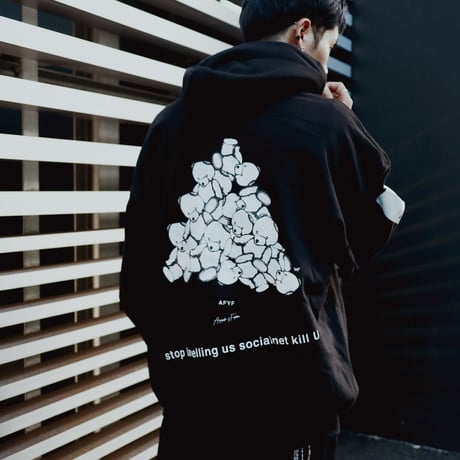 【AFYF ON GILDAN社】DARK BEAR HOODED SW [BLACK-TSUMUTSUMU]