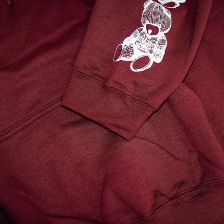 【AFYF ON GILDAN社】 DARK BEAR HOODED SW [MAROON-SLEEVE BEAR]