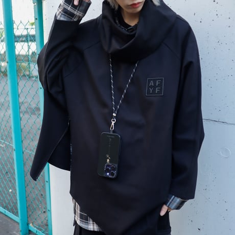 【AFYF】OFF TURTLE PONCHO [PONT BLK］