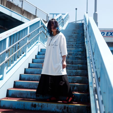 【AFYF】 MESH OVERSIZED 転写PRINT T SHIRT [WH-BASS&GU]