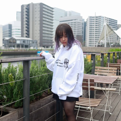 【AFYF ON GILDAN社】 SOUVENIR HOODED SW3 [WHITE-ALICE&BEAR]