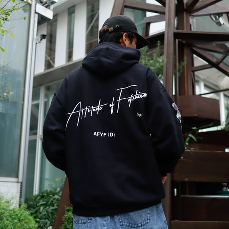 【AFYF ON GILDAN社】 DARK BEAR HOODED SW [BLACK-SLEEVE BEAR]