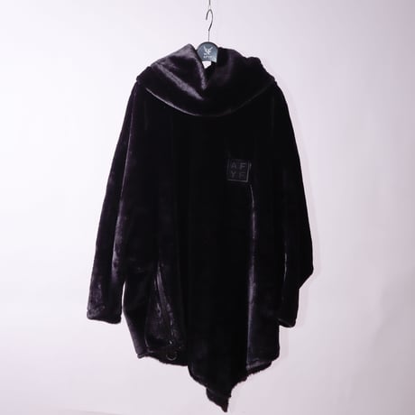【AFYF】OFF TURTLE PONCHO [FUR BLK］