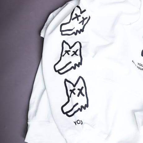 【AFYF ON GILDAN社】 SOUVENIR HOODED SW1 [WHITE-PEKEDOG]