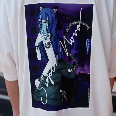 【AFYF】 MESH OVERSIZED 転写PRINT T SHIRT [WH-SELFIE]