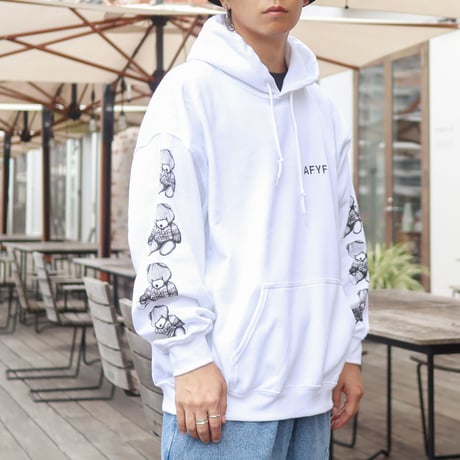 【AFYF ON GILDAN社】 DARK BEAR HOODED SW [WHITE-SLEEVE BEAR]