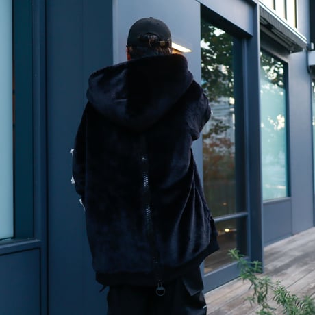 【AFYF】FUR ZIP PK [BLACK］