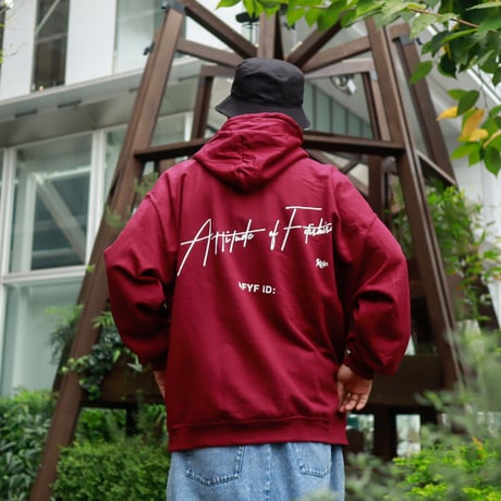 【AFYF ON GILDAN社】 DARK BEAR HOODED SW [MAROON-SLEEVE BEAR]