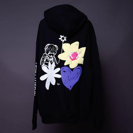 【AFYF ON GILDAN社】 SOUVENIR HOODED SW3 [BLACK-BEAR FLOWER]