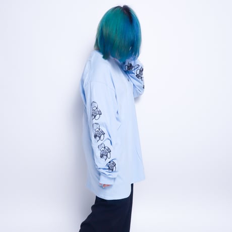 【AFYF】GILDAN® Ultra Cotton 6.0oz Long Sleeve T-Shirt #1  [LT BLUE-SLEEVE BEAR]