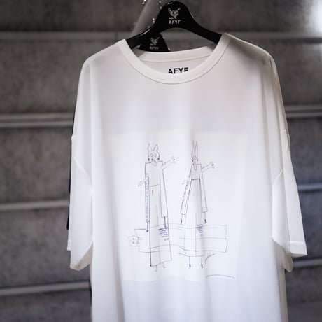 【AFYF】 MESH OVERSIZED 転写PRINT T SHIRT [WH-DRAWFET]