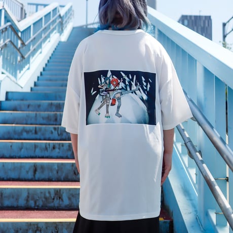 【AFYF】 MESH OVERSIZED 転写PRINT T SHIRT [WH-BASS&GU]