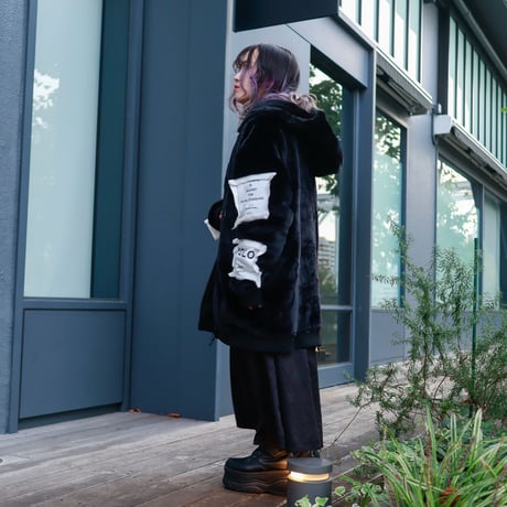【AFYF】FUR ZIP PK [BLACK］