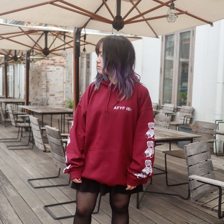 【AFYF ON GILDAN社】 DARK BEAR HOODED SW [MAROON-SLEEVE BEAR]
