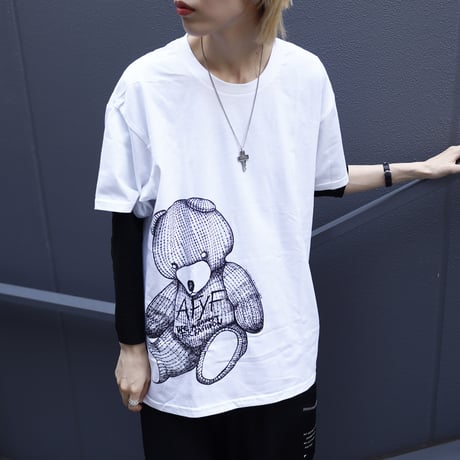 【AFYF ON GILDAN社】 RAINBOW BEAR T SHIRT [WHITE]