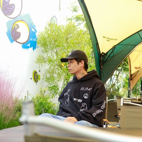 【AFYF ON GILDAN社】 SOUVENIR HOODED SW3 [BLACK-ALISA FLOWER]