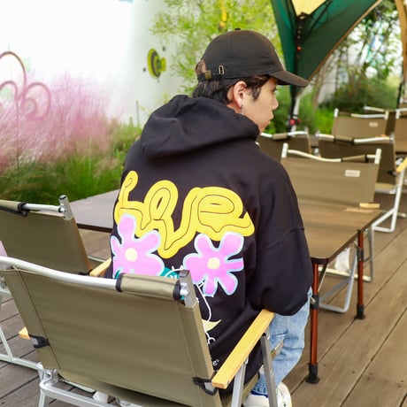 【AFYF ON GILDAN社】 SOUVENIR HOODED SW3 [BLACK-ALISA FLOWER]