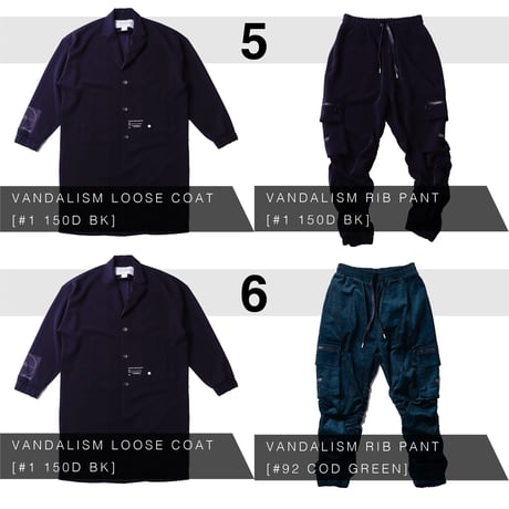 【AFYF】VANDALISM LOOSE COAT COMBINATION ITEM［TYPE-A RIB PANT］