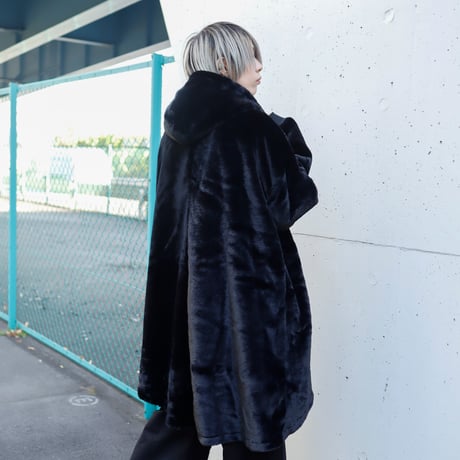 【AFYF】ASYME ZIP PARKA [FUR BLK］