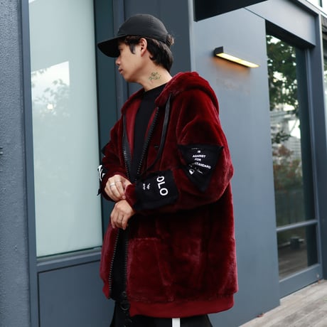 【AFYF】FUR ZIP PK [DK WINE］