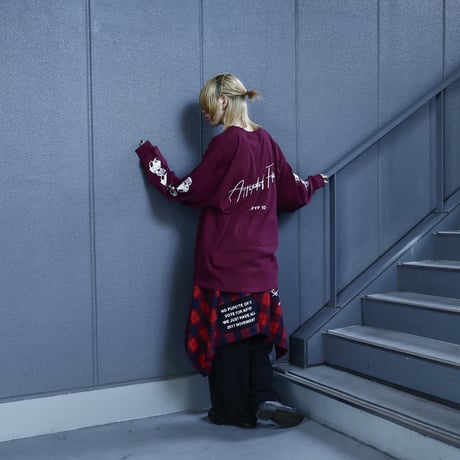 【AFYF ON GILDAN社】SOUVENIR LS T SHIRT1 [MAROON-SLEEVE BEAR]