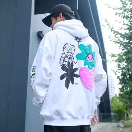 【AFYF ON GILDAN社】 SOUVENIR HOODED SW3 [WHITE-BEAR FLOWER]