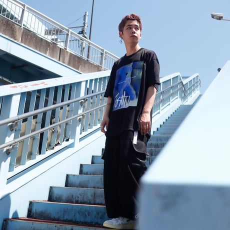 【AFYF】 MESH OVERSIZED 転写PRINT T SHIRT [BK-YOUTUBE]