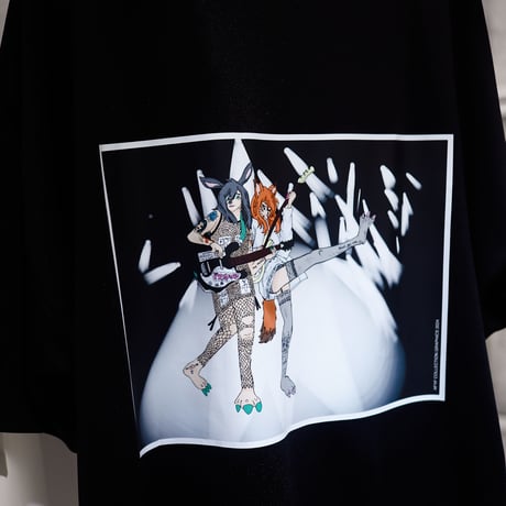 【AFYF】 MESH OVERSIZED 転写PRINT T SHIRT [BK-BASS&GU]