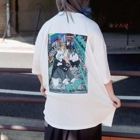【AFYF】 MESH OVERSIZED 転写PRINT T SHIRT [WH-LIVEHOU ]