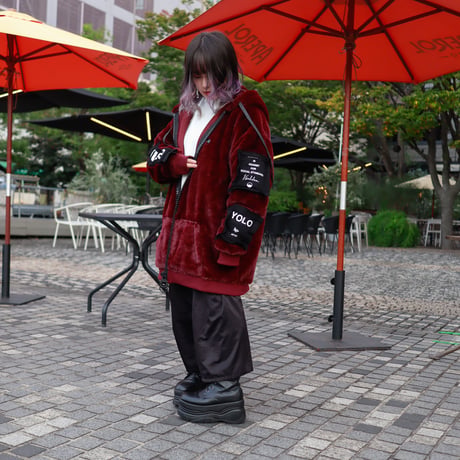 【AFYF】FUR ZIP PK [DK WINE］