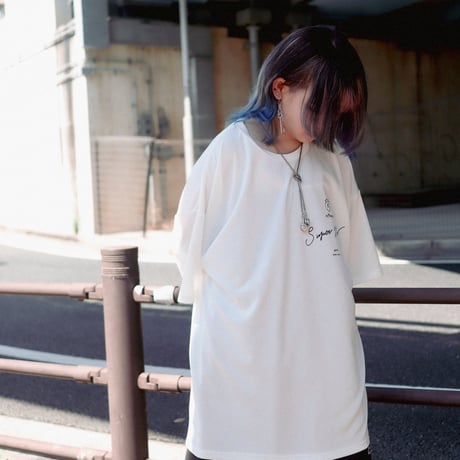 【AFYF】 MESH OVERSIZED 転写PRINT T SHIRT [WH-BASS]